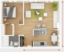 Top-down floor plan of an empty room